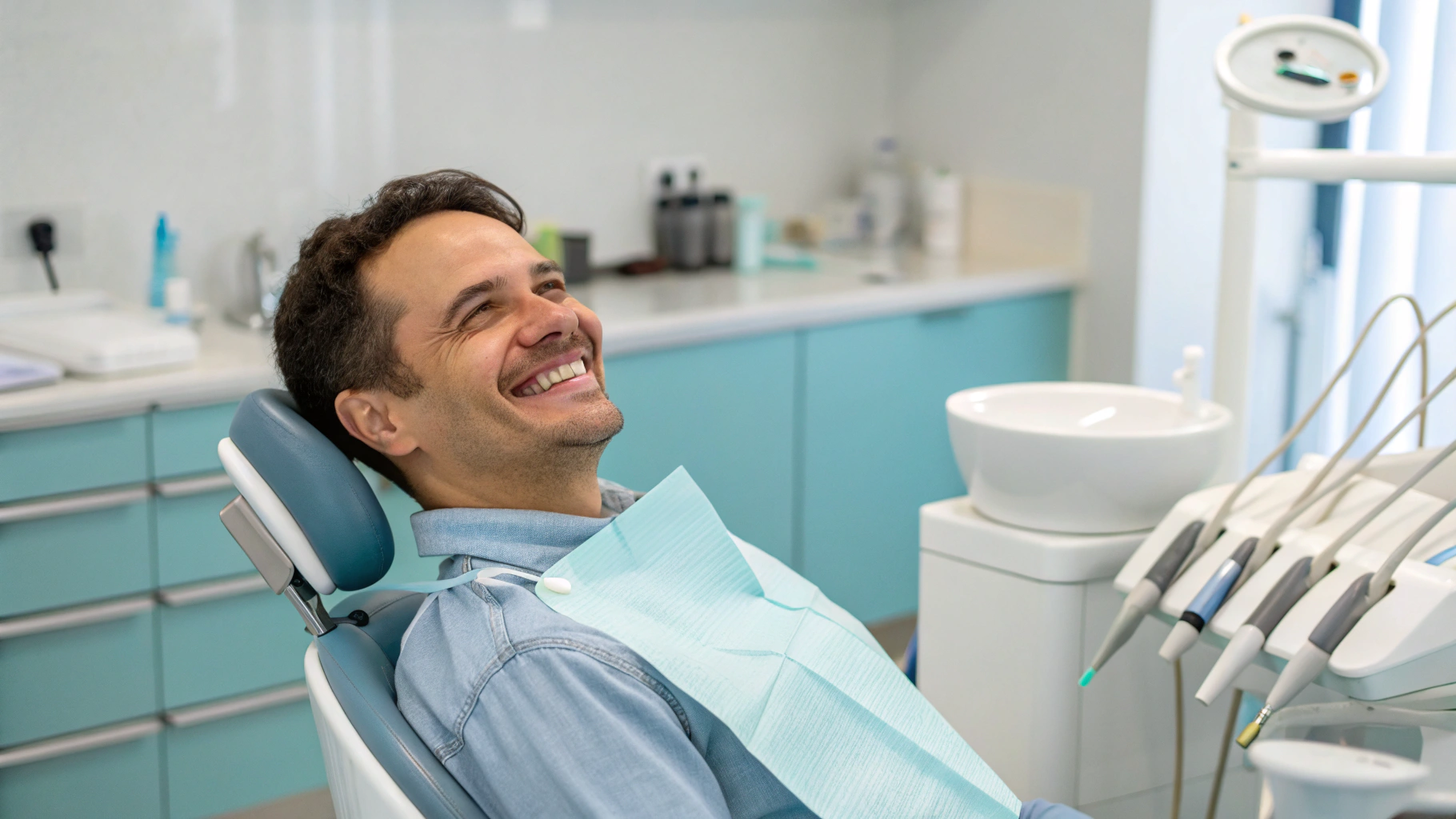 Patient relaxing in a modern dental comfort suite